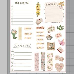 Handmade Cottagecore Themed Planner Stickers, journal, Calendar, organize